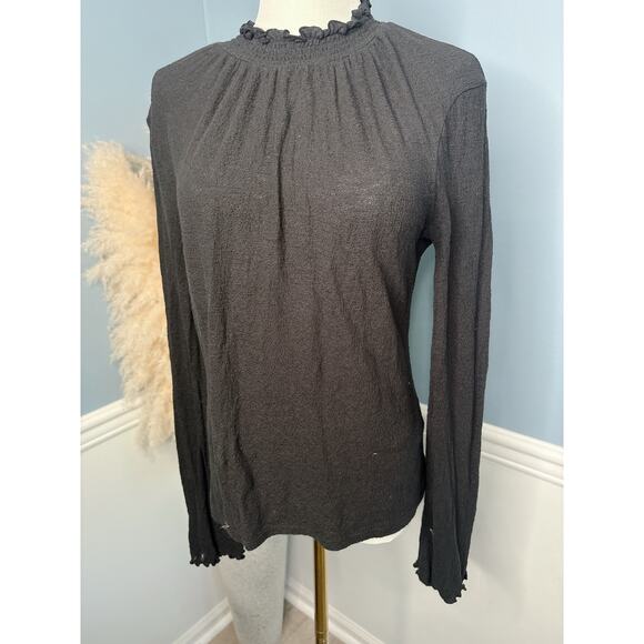 Madewell Black Mock Neck Top Small Long Sleeve - Picture 4 of 8